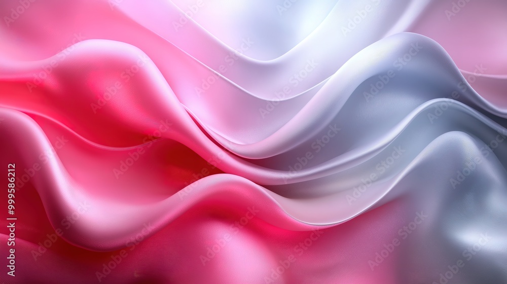 Poster stylish background design with elegant curvy waves in a palette of silver and soft reds