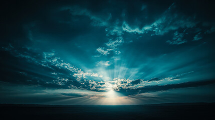 Vibrant sunset over the ocean with dramatic clouds illuminating the sky in a breathtaking display of evening light