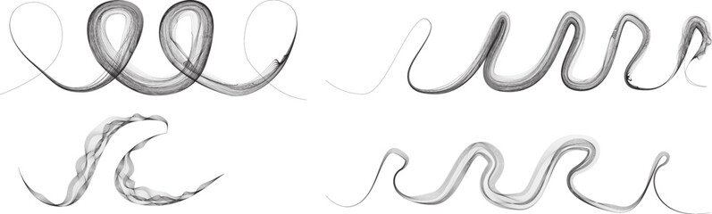 Decorative wave of lines . Intertwined one lines waves. Abstract flow linear fluid design element .Zigzag waves. Wavy Music sounds lines. Squiggle stroke . Ornament design.Line art .Vector 