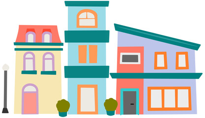 colorful tall city building