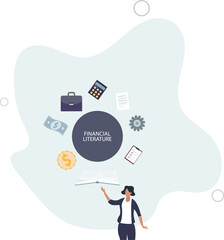 Financial literacy and education with learning from books.flat design with people.