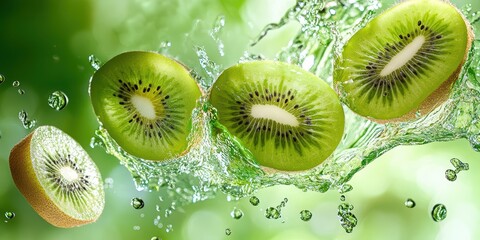 Vibrant Kiwi Juice Splash with Fresh Slices