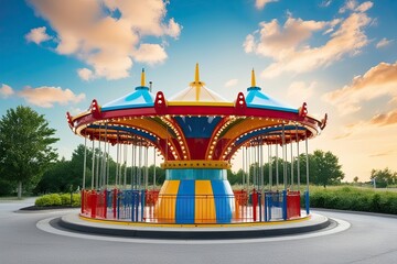 Obraz premium Vibrant Roundabout Design on Bright Background for Family Fun and Entertainment
