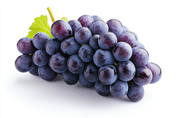 Fresh purple grape cluster with vibrant color and green leaf. Perfect for healthy lifestyle, culinary, or beverage related themes.