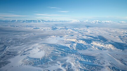 Fototapeta premium Aerial View of Snowy Mountains and Glacier