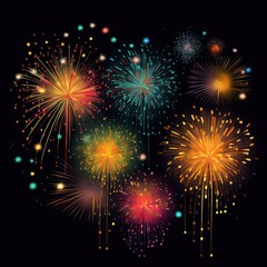 Naklejka premium Colorful Fireworks Display Against Night Sky