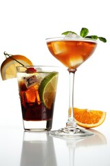 Fototapeta premium A selection of colorful glasses filled with various beverages