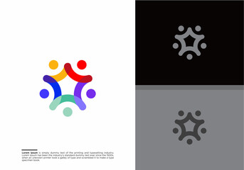 abstract people and human with star logo design vector