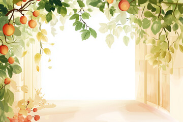 Cheerful depiction of Sukkot with vibrant foliage