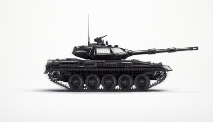 Powerful heavy military tank standing ready for action