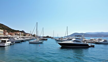 Fototapeta premium Sail into serenity A picturesque marina scene