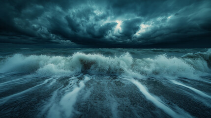 Fototapeta premium Big stormy spraying waves. 
