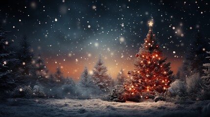 Christmas and winter holiday marketing background, with winter and christmas tree themes.