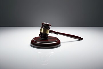 Gavel Displayed on Elegant White Background Representing Justice and Law