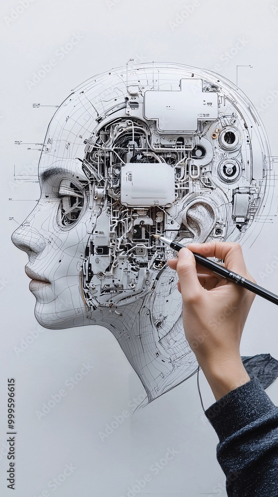 Poster a designer using ai to convert hand-drawn sketches into fully rendered 3d models, ai sketch to model