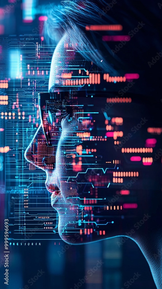 Poster a graphic designer using ai to suggest new branding ideas based on market data, ai brand strategy, d