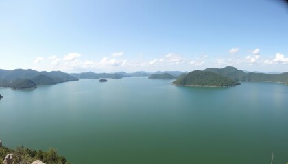 Fototapeta premium Tranquil island getaway under a clear sky