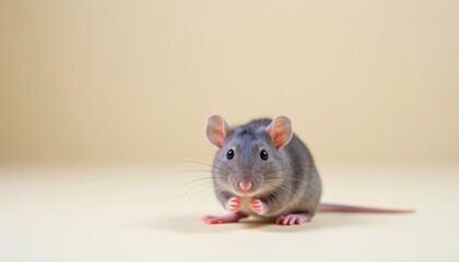  Cute little mouse with pink paws and big eyes