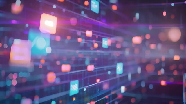 A Video capturing a wall adorned with numerous multi-colored lights shining brightly against the surface, A dynamic representation of real-time bidding in digital advertising