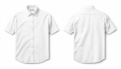 White short sleeve shirt showing front and back view featuring pocket