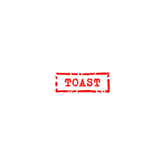 toast - worn rubber stamp in red