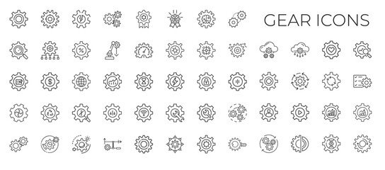 cogs gears icon collection, reliability efficiency precision accuracy