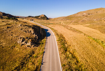 A country road at the Greek island of Lemnos in the northern Aegean Sea.