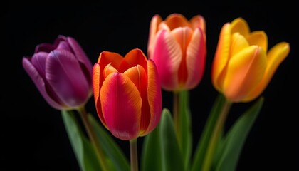 Vibrant bouquet of tulips in bloom