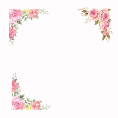 frame with roses vector 