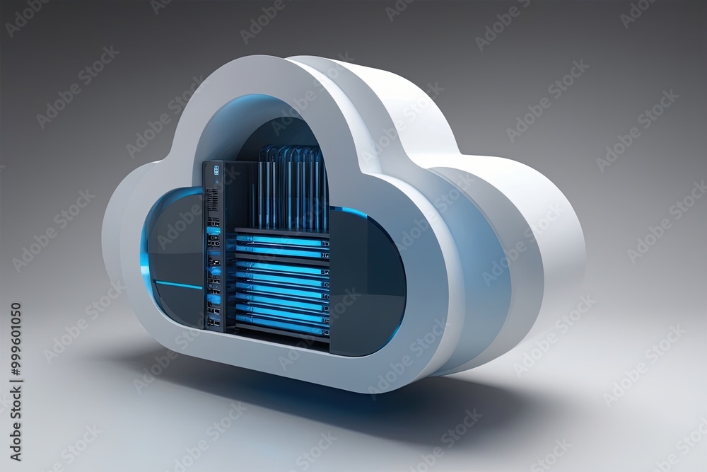 Poster innovative 3d cloud architecture design for cutting-edge technology and computational excellence