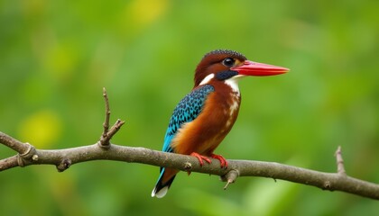 Obraz premium Vibrant bird perched on branch natures beauty captured