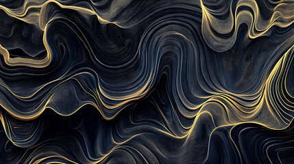 Obraz premium Abstract black and gold wavy pattern.