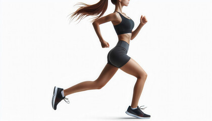 woman jogging on isolated white background