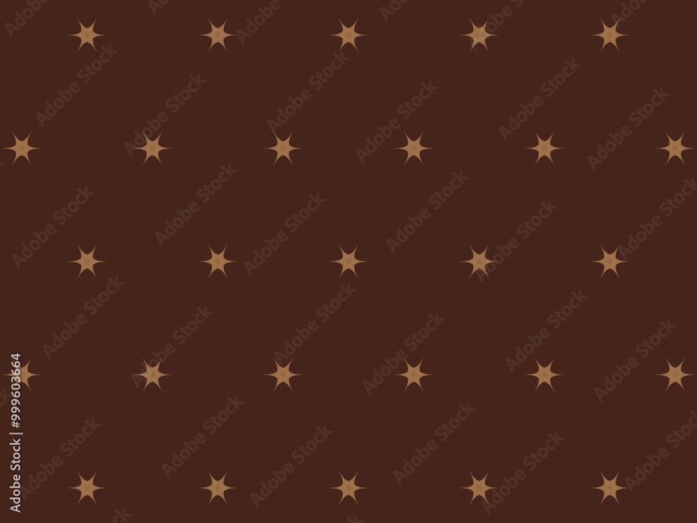 Wall mural abstract geometric pattern with brown stars on a dark brown background