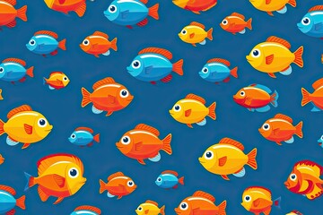 Fototapeta premium Colorful Vector Cartoon Illustration of Energetic Fish in a Bright Design