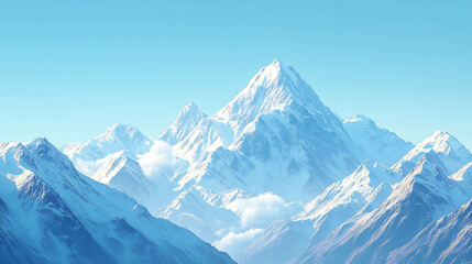 Obraz premium A majestic mountain range covered in snow, with a clear blue sky above.