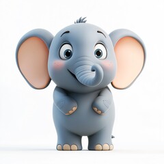 Naklejka premium Surprised Chubby Elephant: A Playful 3D Character in Cartoon Style