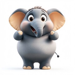 Surprised Chubby Elephant: A Playful 3D Character in Cartoon Style
