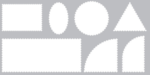 postage stamp vector on a background, vector illustration,   postage stamp border set  vectors, blank postage stamp in flat design