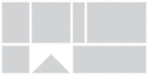 postage stamp vector on a background, vector illustration,   postage stamp border set  vectors, blank postage stamp in flat design