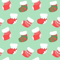 seamless pattern with Christmas socks