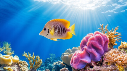 Obraz premium Clownfish Swimming in a Vibrant Coral Reef 02