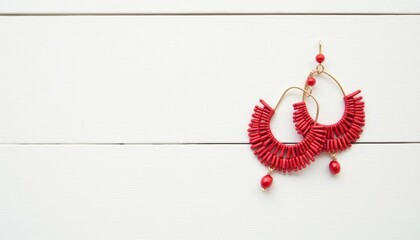  Elegant Red Drop Earrings with Gold Accents