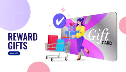 Shopping online on website or mobile application, Online delivery service concept. credit balance and budget. woman with credit card. EPS10. 
