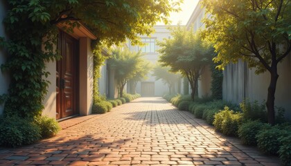 Fototapeta premium A serene garden path leading to a hidden sanctuary