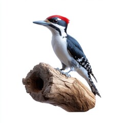Obraz premium Colorful Woodpecker Perched on a Natural Log