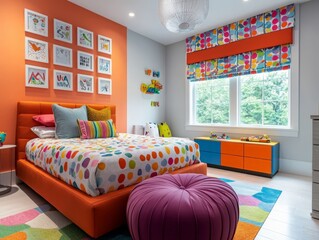 Colorful Kids Room with Bold Patterns and Bright Decor