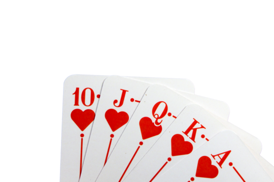 Royal flush cards. Card game, cards on the table. Poker and blackjack