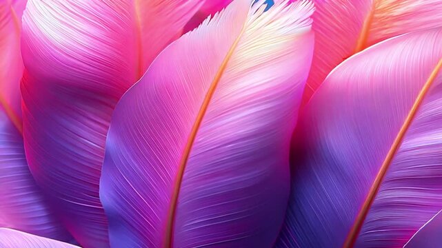 Tropical leaves in pink neon creative 4k video. Abstract gradient pink studio background for product presentation. palm leaves . 3d room with copy space. Summer concert. Blurred backdrop.