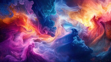 Fototapeta premium An art studio features an AI system generating abstract art, blending colors, shapes, and patterns on a digital canvas, showcasing stunning creativity and innovation